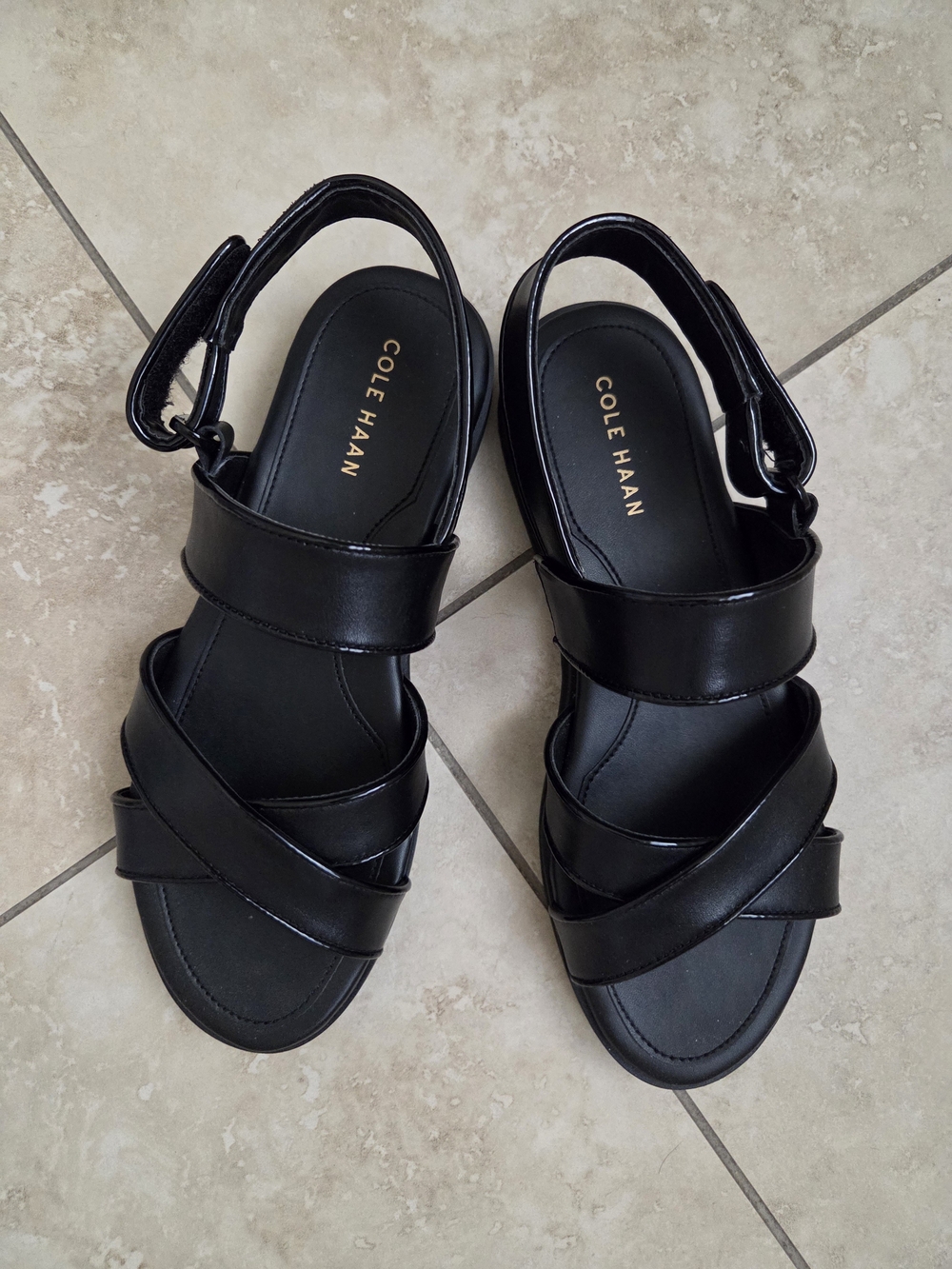 Cole Haan Women's Black Leather Slingback Sandals